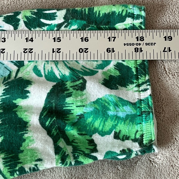 Talbots Isle Fronds V-neck Print Cotton Sweater 3/4 Sleeve Green Tropical 3X - Picture 13 of 15